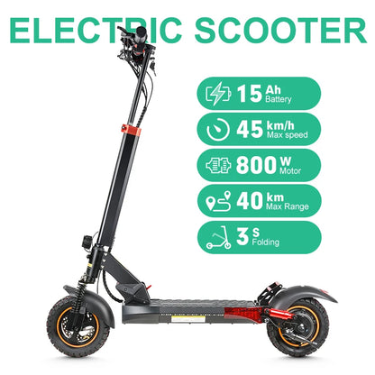 Patinete Eléctrico Mankeel MX-14 800W 48V 15Ah, Neumáticos Todoterreno de 10", Velocidad Máxima 45 km/h, Autonomía 30-40 km, Doble Suspensión y Plegable