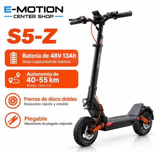 JOYOR S5-Z – Patinete Eléctrico 48V 13Ah, Neumáticos de 10×3", 25 km/h y Autonomía de 40–55 km