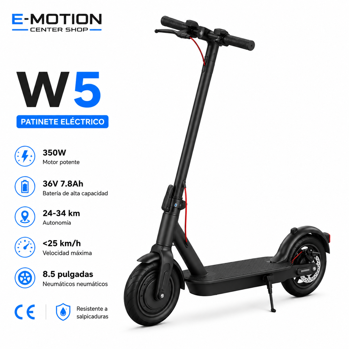 Patinete Eléctrico W3 – 350 W | Hasta 34 km de Autonomía | APP | Ruedas de 8,5"